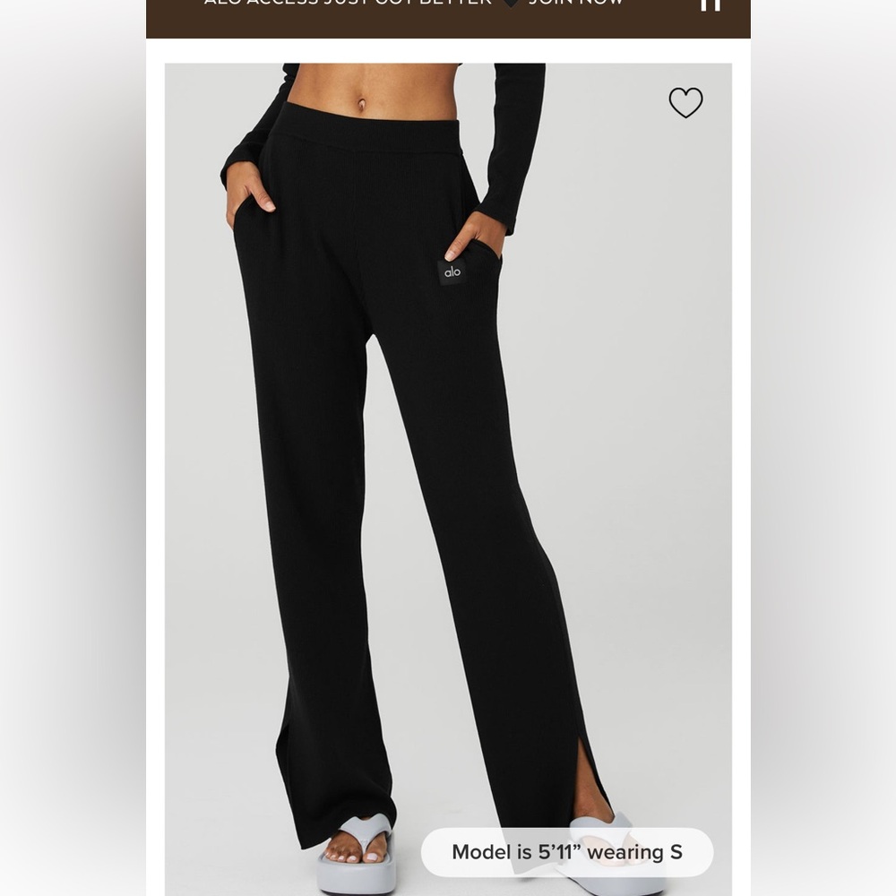 Alo wide leg slit lounge pant